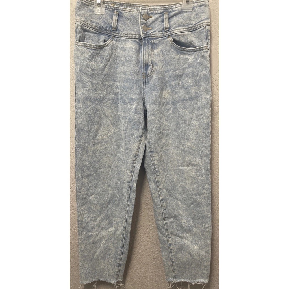 SO Women's Acid Washed High Rise Vintage Stretch Mom Jeans Size 11/30W